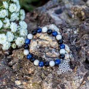 Minerální náramek – Lapis lazuli, onyx a jadeit
